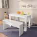 Maison Exclusive - Ensemble de salle à manger 3 pièces (table et bancs) en aggloméré blanc