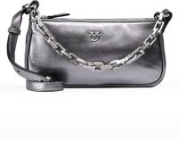 PINKO Half Moon Handtas Leer 23 cm - Dames - gun metal-matt silver
