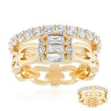 Cavill - Zilveren ring 925 sterling met 2,35 ct Tanzaanse zirkonia - verguld - elegante damesring met baguette & ronde stenen, prong zetting
