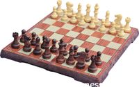 Jeu d'échecs magnétique - Plastique avec aspect bois - Pliable avec fermeture - Roi 45mm