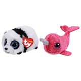 TY - Knuffel - Teeny s - Bamboo Panda & Nelly Narwhal