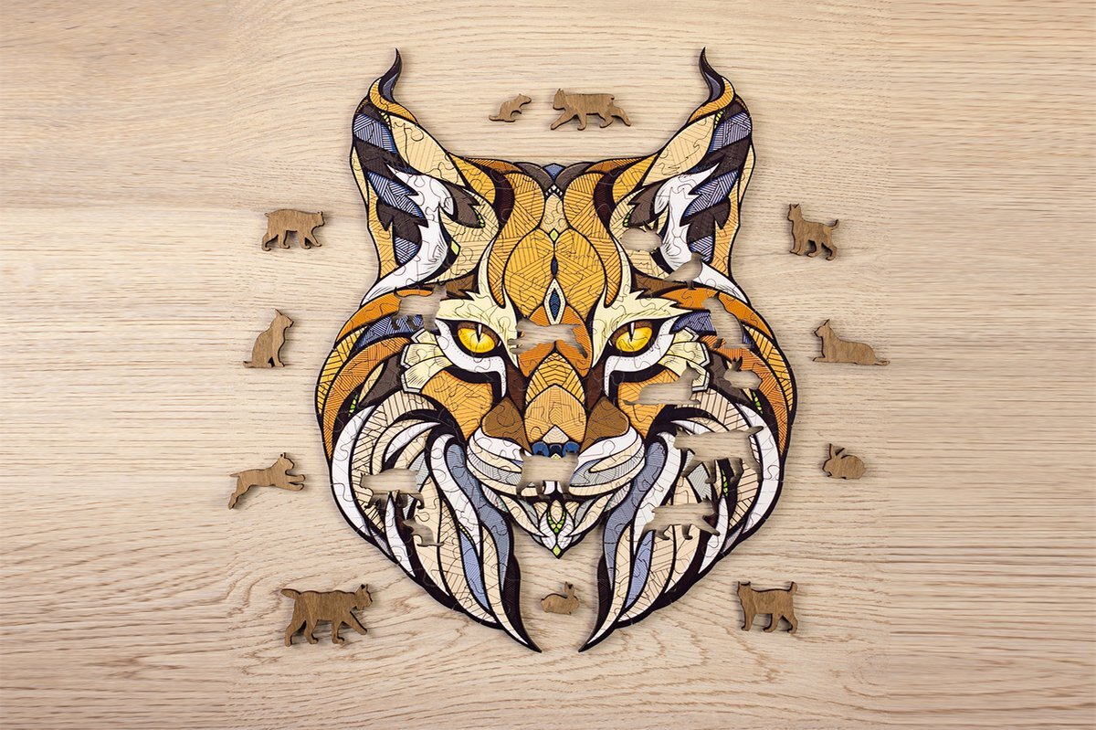 Eco-Wood-Art Eco Wood Art Houten Legpuzzel Lynx size S, 1836, 24,7x19,5x0,5cm