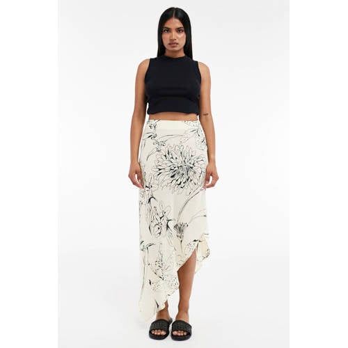 TOPSHOP Gebloemde Midi Rok Ecru
