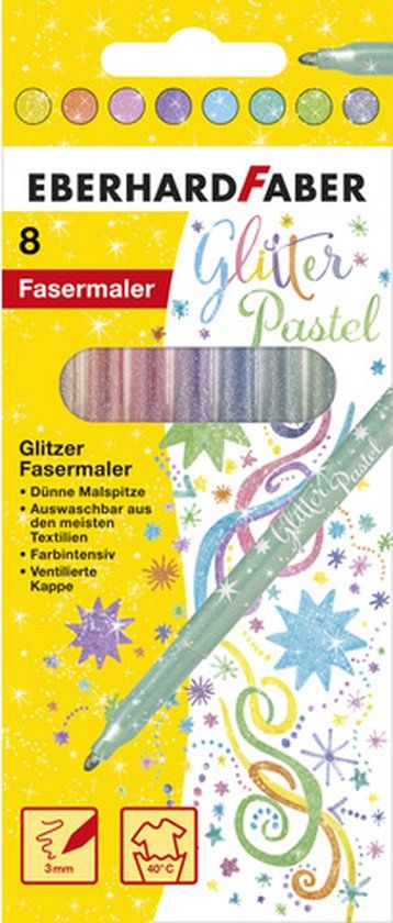 Eberhard Faber Viltstift - Glitter Pastel - 8 stuks