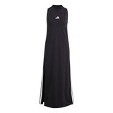 adidas dames Essentials 3-Stripes Long Racerback Dress, Black/White, XXS
