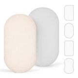 lulumoon Set van 2 mousseline katoenen hoeslaken: Kinderwagen bedlaken wieg matrashoes voor babybed en bijzetbed 90x40 cm (grijs crème)