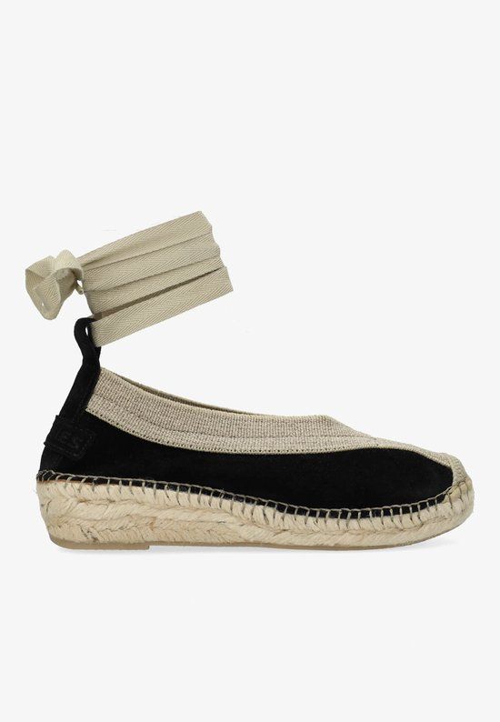Shabbies Amsterdam Palma Kimono Espadrille Suède Zwart - Maat 39