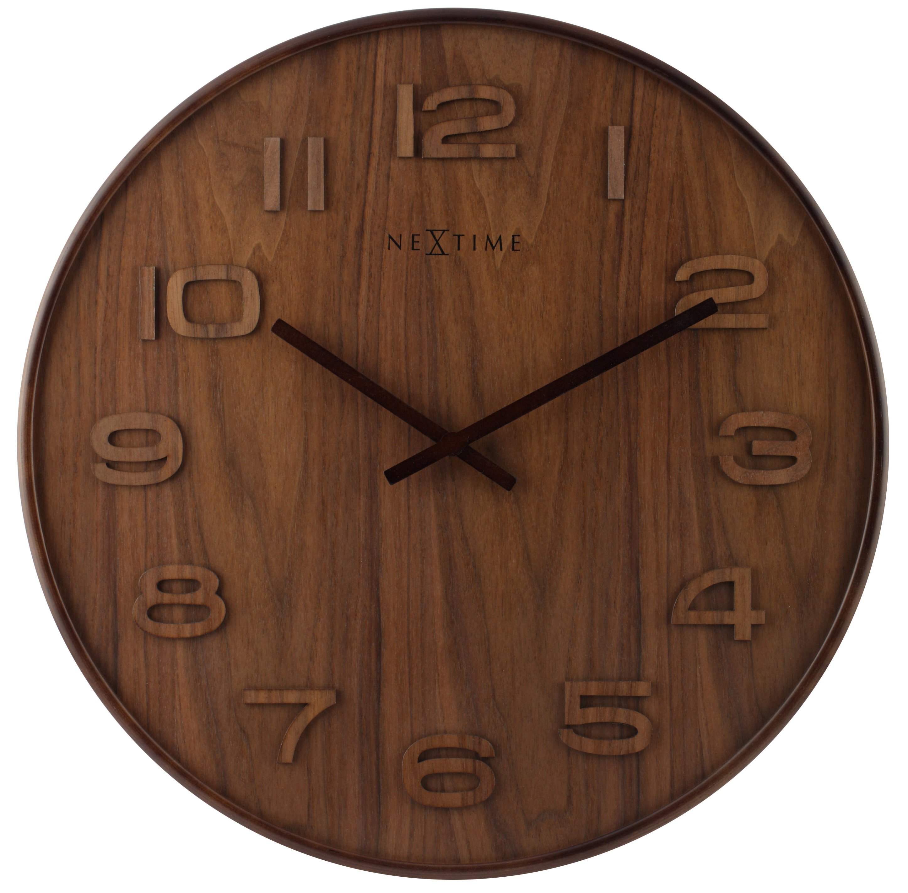 NeXtime wood wood wandklok 35 5 cm - bruin