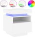 vidaXL Nachtkastje met LED-verlichting - Wit - Hout - 40x39x48,5 cm