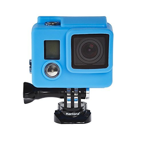 Mantona Siliconen beschermhoes set van 2 (voor GoPro Hero 4 3+ 3) zwart/blauw