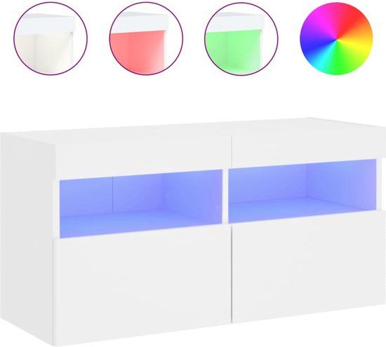 vidaXL Tv-wandmeubel met LED-verlichting 80x30x40 cm wit