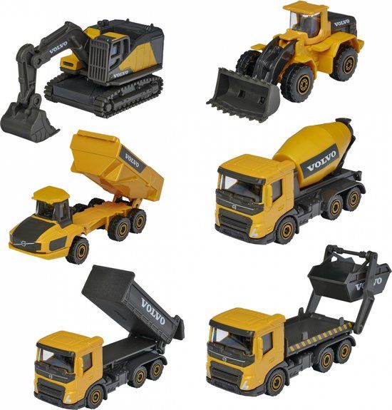 Majorette 212057284 - Volvo Constructievoertuigen - Set van 3 - 1:64