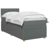 vidaXL Boxspringbed met matras, donkergrijs, 90 x 200 cm, stof