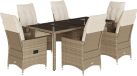 vidaXL 7-delige tuinset met kussens, beige, van polyrotan