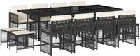 vidaXL 13-delige tuinset met kussens, zwart, van polyrotan