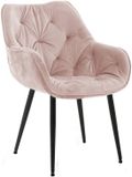 CLP Tanna Eetkamerstoel - Met armleuning - Velvet - Fluweel/roze