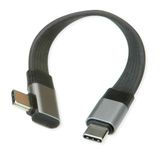 ROLINE USB 4.0 platte kabel, C-C, M/M, 8K UHD-2, 80Gbit/s, 240W, aan één kant 90° gekanteld, zwart, 0,13 m