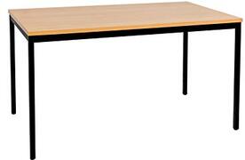 furni24 Multifunctionele Rechthoekige Tafel met dik Melamine blad, Stalen Frame en Verstelbare Poten, ideaal als Bureau, Vergadertafel, Kantoortafel, Werktafel of Eettafel | Beuken 120 x 60 x 75 cm