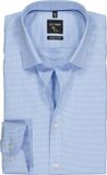 OLYMP No. Six super slim fit overhemd - lichtblauw geruit - Strijkvriendelijk - Boordmaat: 40