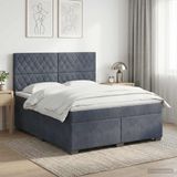 vidaXL Boxspringbed met matras, donkergrijs, 140 x 190 cm, fluweel