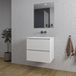 Saniclass Chaci Badkamermeubelset - 60x46x55cm - keramische wastafel wit - 1 wasbak - zonder kraangat - 2 lades - rechthoekige spiegel - mat wit