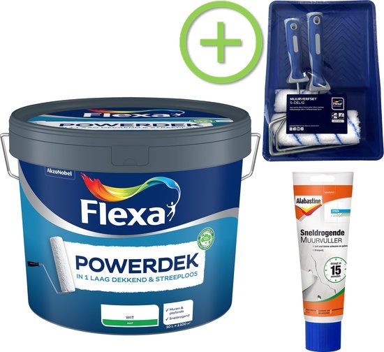 Flexa Powerdek Muurverf - Wit - 10 L - Mat - Voor Binnen