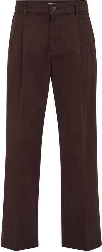 WE Fashion Heren loose fit chino met bandplooi en elastische broekband