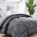 TEKAMON Twin dekbed dekbedovertrek met hoeklussen voor dekbedovertrek 1200-serie, sneeuw ganzendons alternatief, hotelcollectie dekbed omkeerbaar, hypoallergene keuze, donkergrijs, 64 bij 88 inch