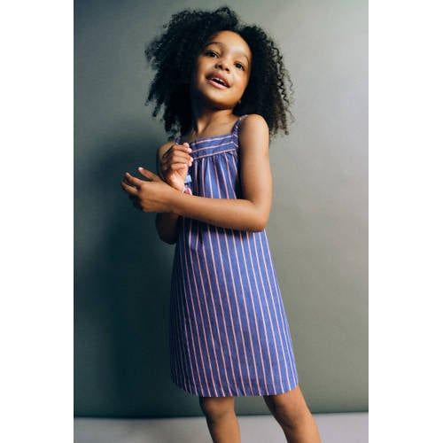 Mango Kids gestreepte korte zomerjurk - blauw