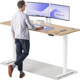 Desktronic HomePro Zit-sta Bureau Elektrisch In Hoogte Verstelbaar, 200x80 cm Bamboo/Wit