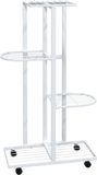 vidaXL Bloemenstandaard met wielen 4-laags 44x23x80 cm ijzer wit