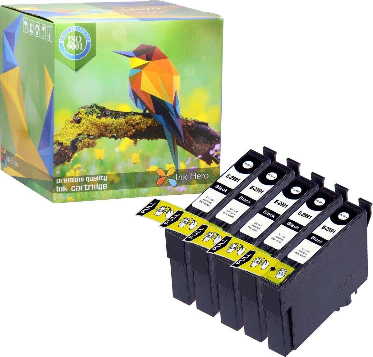 Ink Hero - 5 Zwarten - Inktcartridge / Alternatief voor de Epson 29 29XL T2991 T2992 T2993 T2994 Expression Home XP-235 XP-245 XP-247 XP-332 XP-335 XP-342 XP-345 XP-432 XP-435 XP-442 XP-445