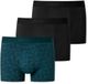 Schiesser 3-pack boxershorts 95/5 Organic Cotton voor heren in blauw en zwart met gemêleerd patroon