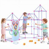 VEVOR Kit de Construction Cabane Enfant 225 Pcs, Jeu de Construction STEM Créatif 4-8 Ans et Plus, Balles Améliorées, Jeu de Lancer de Balles et d'Anneaux, pour Intérieur Extérieur, Sac de Rangement