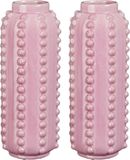 Mica Decorations Vaas - 2x - boaz - gebobbeld - roze - 30 x 11 cm