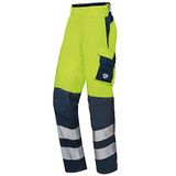 BP 2206-590-6614-39/40s werkbroek voor mannen, slank silhouet met hogere taille op de rug, 48,5% modacryl/34% katoen/17% polyamide/0,5% andere vezels, waarschuwingsgeel/nachtblauw, 39/40S maat