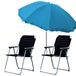 Mojawo Bol 2 campingstoelen, inklapbaar, zwart + zonnescherm, diameter 180 cm, blauw