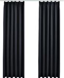 vidaXL Gordijnen - verduisterend - met haken - 2 stuks - 140x175 cm - zwart
