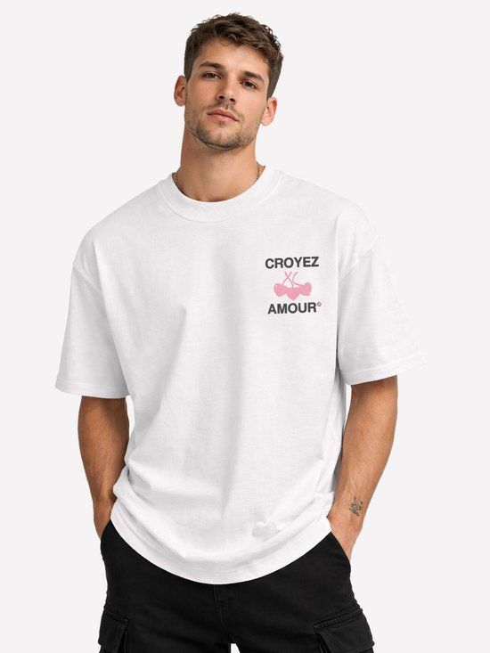 Croyez Amour T-Shirt Heren Katoen Wit Maat M