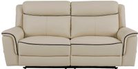 Vente-unique Elektrische driezitsrelaxbank van beige leer ADELIO