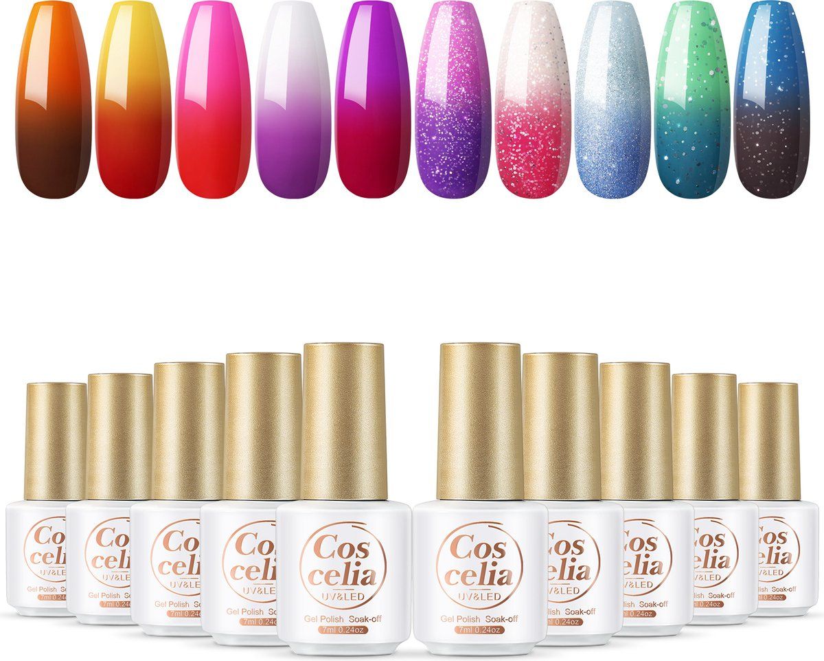 Coscelia Polygel - 10 Kleuren Set - 7 ml - Polygel Nagels - Regenboog