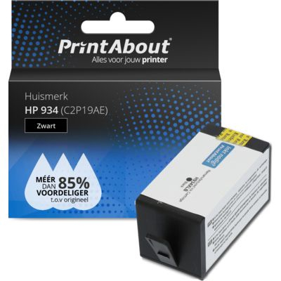 PrintAbout Huismerk HP 934 (C2P19AE) Inktcartridge Zwart