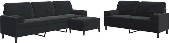 vidaXL 3-delige Loungeset met kussens en bolsters fluweel zwart