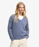 Superdry Femme Pull Cable Washed V Neck Coupe Ajustée Dark Blue Taille: 34