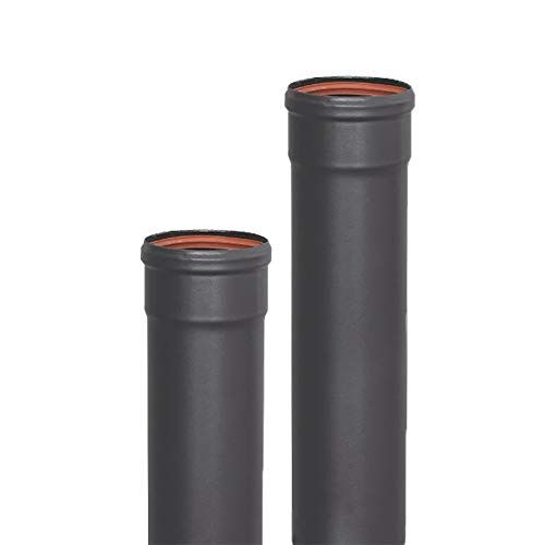 m&s 8413380485503 Geëmailleerde buis M-H houdt tot 850 °C - Ø 80 mm - 0,25 meter voor rookleiding van ovens en pellethaarden