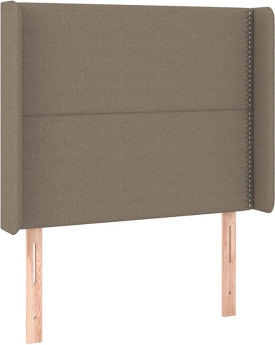 vidaXL Hoofdbord met randen 103x16x118/128 cm stof taupe