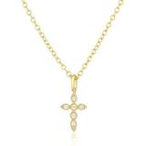 Elenza AMS Elenza 925 Ketting verguld met Kruishanger en Diamantjes