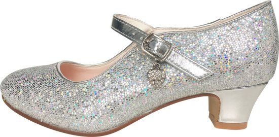 Spaansejurk NL Elsa en Anna schoenen zilver glitterhartje - maat 31