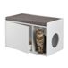Relaxdays Kattenbak ombouw met zitkussen, 2-in-1 kattenhuis & zitbankje, wit/grijs