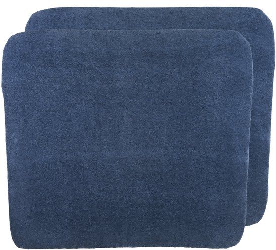Meyco Baby Uni Aankleedkussenhoes - 2-pack - Badstof - Indigo - 85x75cm
